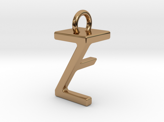 Two way letter pendant - FZ ZF in Polished Brass