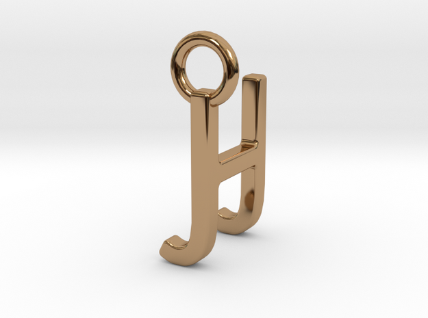 Two way letter pendant - HJ JH in Polished Brass