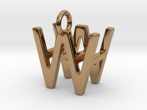 Two way letter pendant - HW WH in Polished Brass