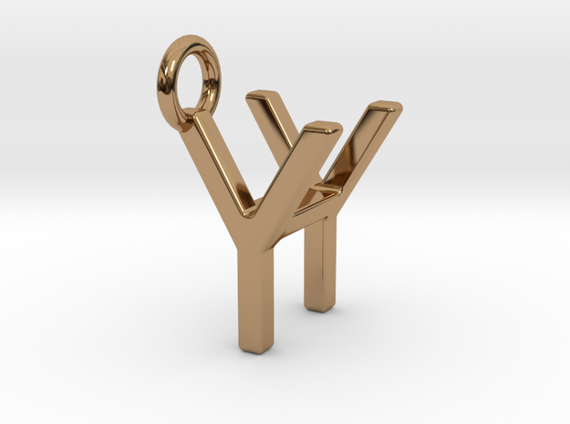 Two way letter pendant - HY YH in Polished Brass