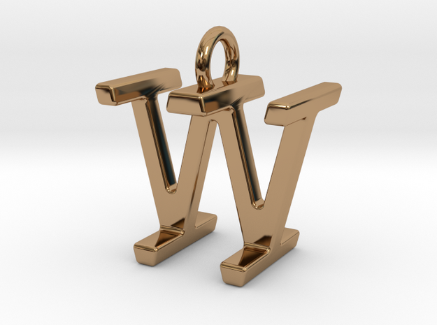 Two way letter pendant - IW WI in Polished Brass