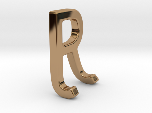 Two way letter pendant - JR RJ in Polished Brass