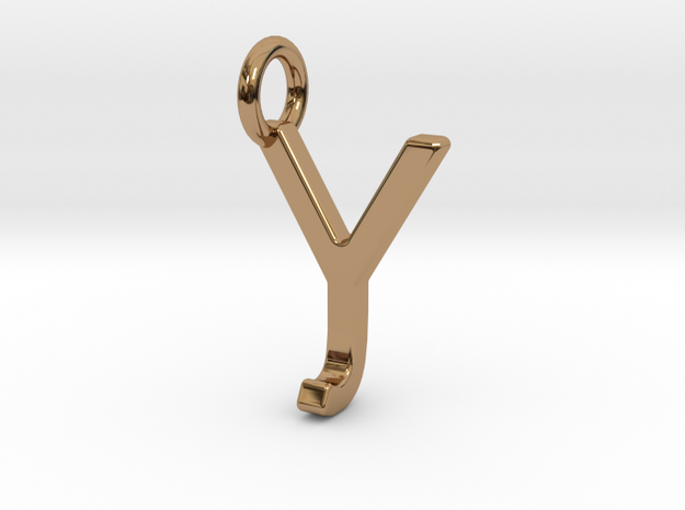 Two way letter pendant - JY YJ in Polished Brass