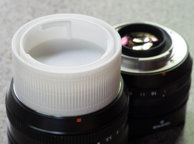 Fuji X mount double lens cap in White Processed Versatile Plastic