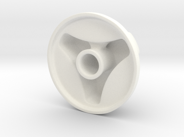 Knob Simple 3-lobe in White Processed Versatile Plastic