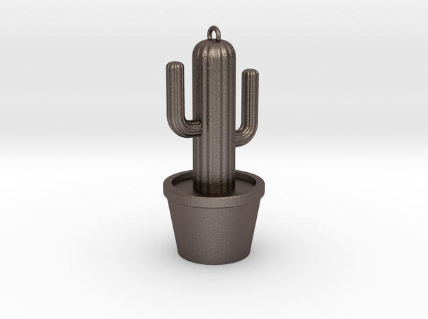 Cactus Keyring in Polished Bronzed Silver Steel