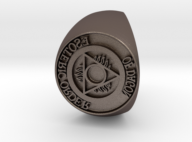Esoteric Order Of Dagon Signet Ring Size 11.5 in Polished Bronzed Silver Steel