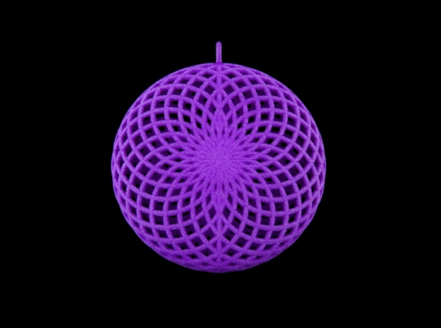 Quark Pendant - Flower Moire (1lmYyU) in Purple Processed Versatile Plastic