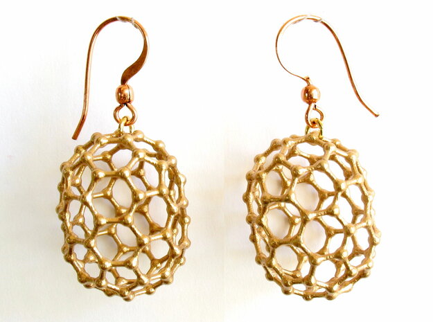 C80 Buckyball earrings in Natural Bronze