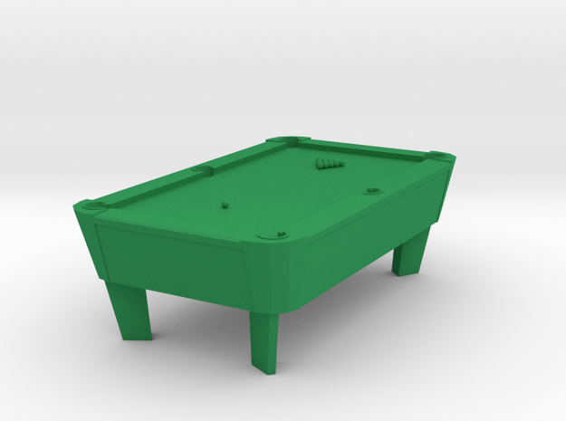 Pool Table - Balls Racked  'O' Scale in Green Processed Versatile Plastic