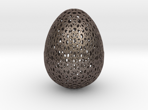 Beautiful Bigger Egg Ornament (15cm Tall) in Polished Bronzed Silver Steel