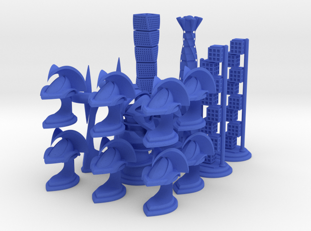 Chess Set Pieces Blue (PART 5) in Blue Processed Versatile Plastic