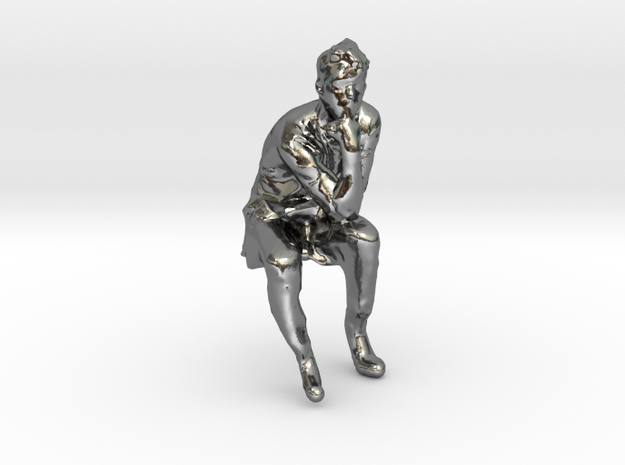 Emil the thinker in Polished Silver