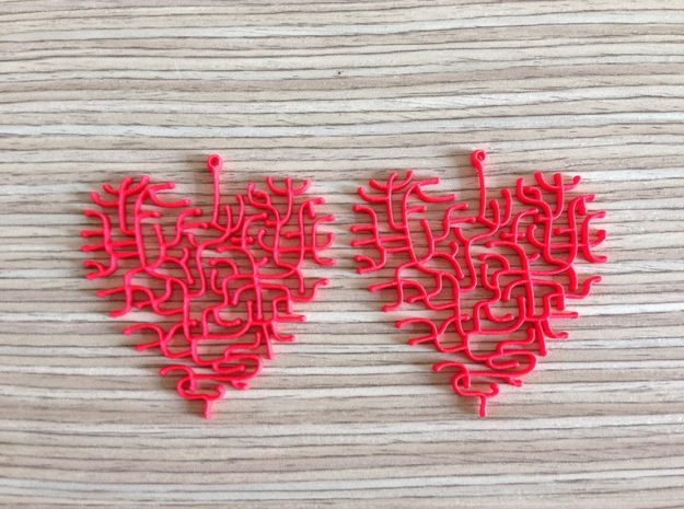 Heart Earrings in Red Processed Versatile Plastic