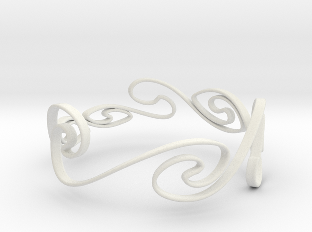 Kelvin-Helmholtz Bracelet #1 - 6'' Wrist in White Natural Versatile Plastic