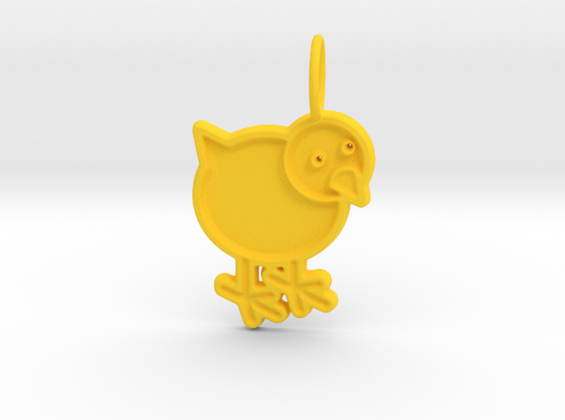 Chicken Pendant in Yellow Processed Versatile Plastic