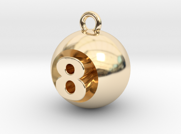 8 Ball in 14k Gold Plated Brass