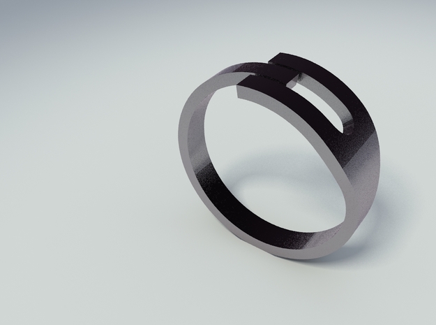 H Ring in Rhodium Plated Brass