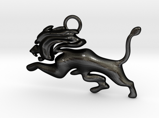 Roaming Lion Pendant in Matte Black Steel