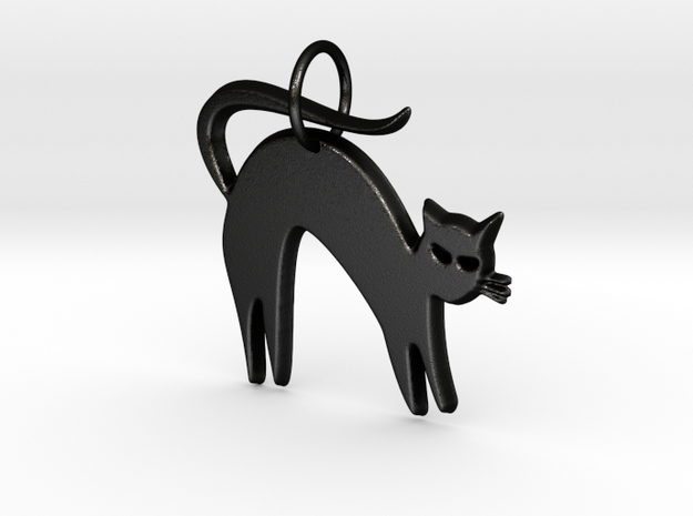 Pretty Kitty Pendant in Matte Black Steel