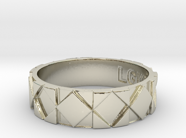 Futuristic Rhombus Ring Size 14 in 14k White Gold