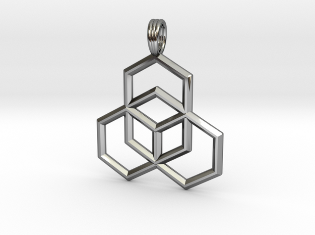 STEP CUBE in Fine Detail Polished Silver