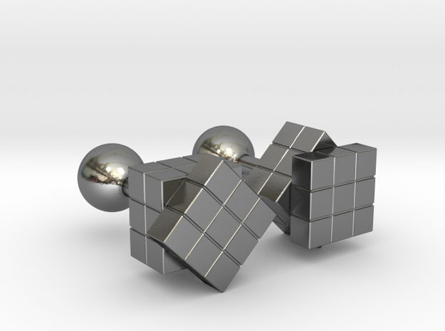 Rubik Cu(be)fflinks in Polished Silver