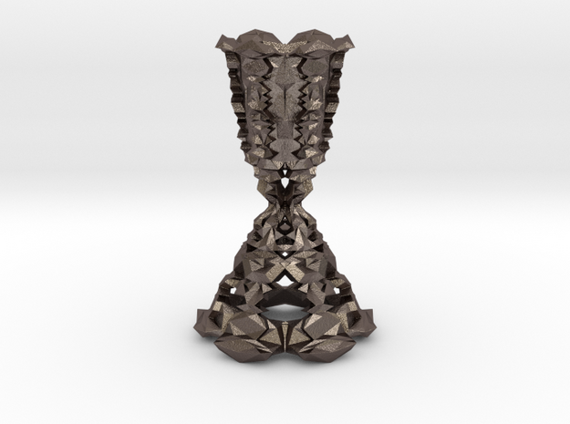 Facet Candlestick in Polished Bronzed Silver Steel