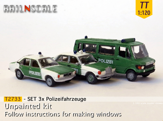 SET 3x Polizeifahrzeuge (TT 1:120) in Tan Fine Detail Plastic
