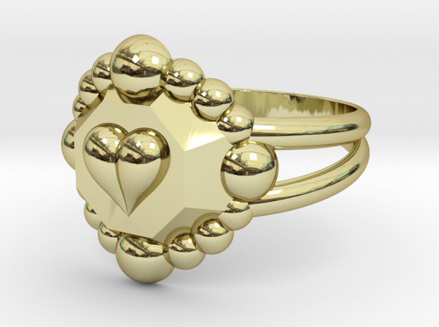 Size 7 Diamond Heart Ring E in 18k Gold Plated Brass