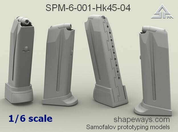1/6 SPM-6-001-Hk45-04 H&K 45 mags in Clear Ultra Fine Detail Plastic
