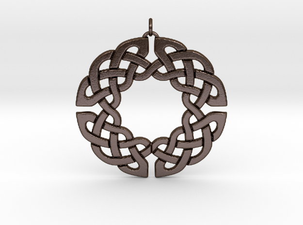 Circular Celtic Knot Pendant in Polished Bronze Steel