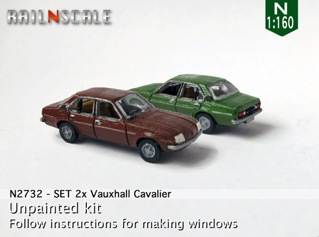 SET 2x Vauxhall Cavalier (N 1:160) in Tan Fine Detail Plastic