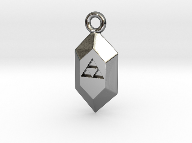 Triforce Rupee Charm in Fine Detail Polished Silver