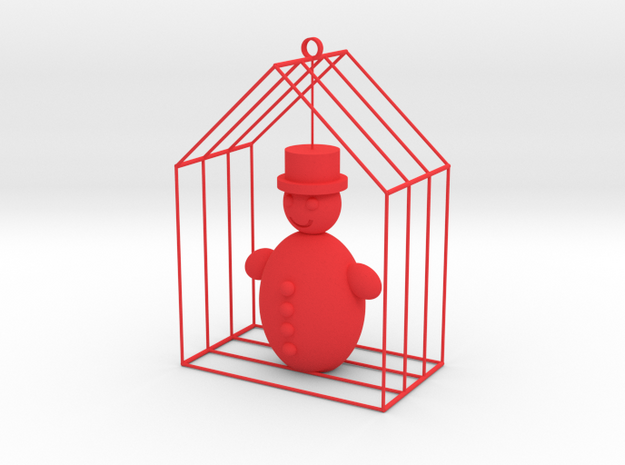 Christmas home with snowman in Red Processed Versatile Plastic
