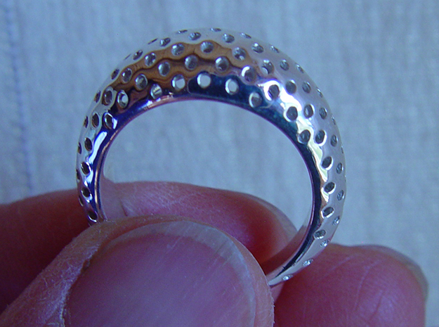 Round Pattern Ring   in Polished Silver