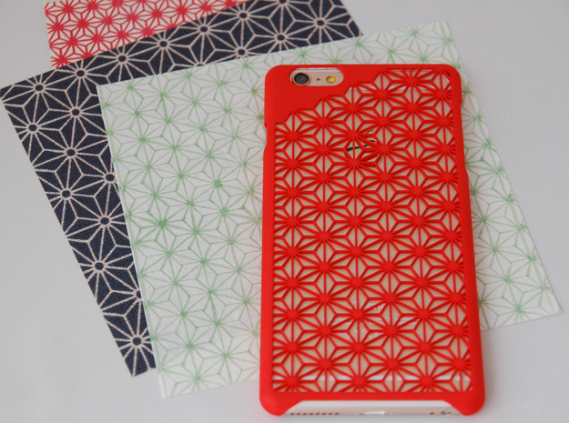  iPhone6/6s Plus Case "Asanoha" in Red Processed Versatile Plastic