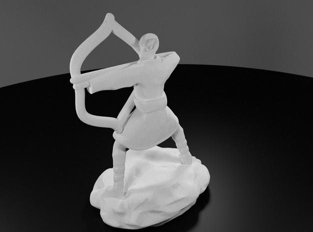 Elf Monk In Robes With LongBow in White Processed Versatile Plastic