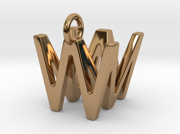 Two way letter pendant - MW WM in Polished Brass