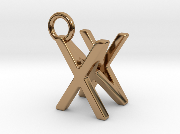 Two way letter pendant - NX XN in Polished Brass