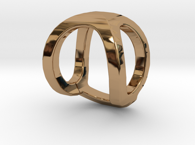 Two way letter pendant - OQ QO in Polished Brass