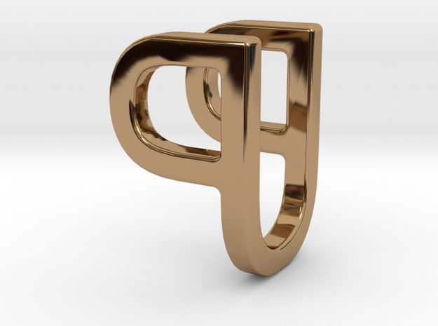 Two way letter pendant - PU UP in Polished Brass