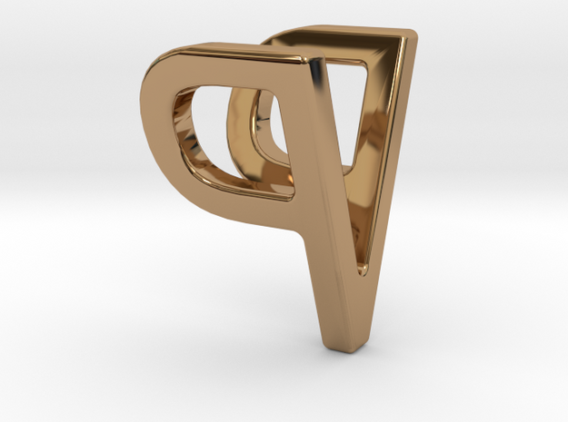 Two way letter pendant - PV VP in Polished Brass
