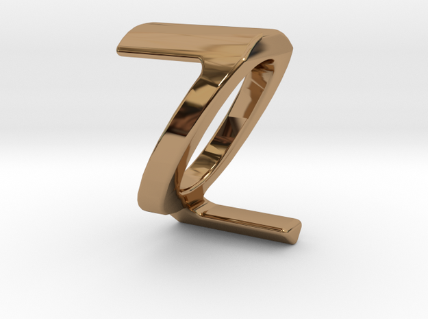 Two way letter pendant - QZ ZQ in Polished Brass