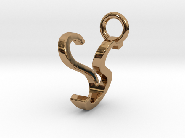 Two way letter pendant - SV VS in Polished Brass