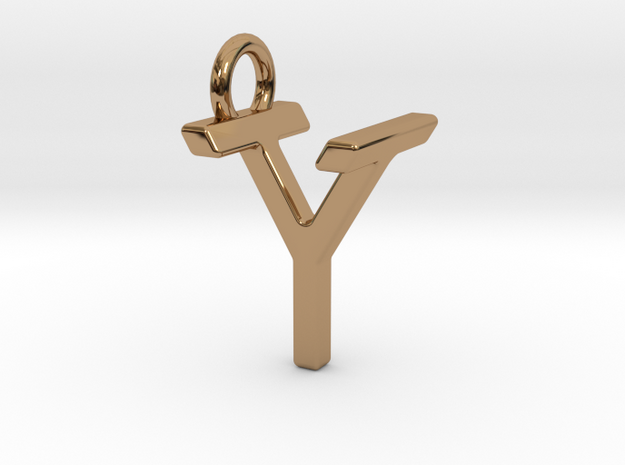 Two way letter pendant - TY YT in Polished Brass