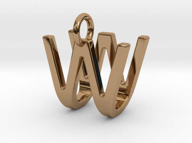 Two way letter pendant - UW WU in Polished Brass