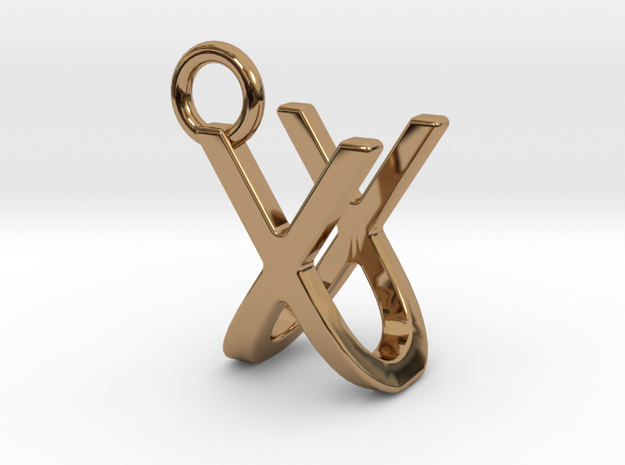 Two way letter pendant - UX XU in Polished Brass
