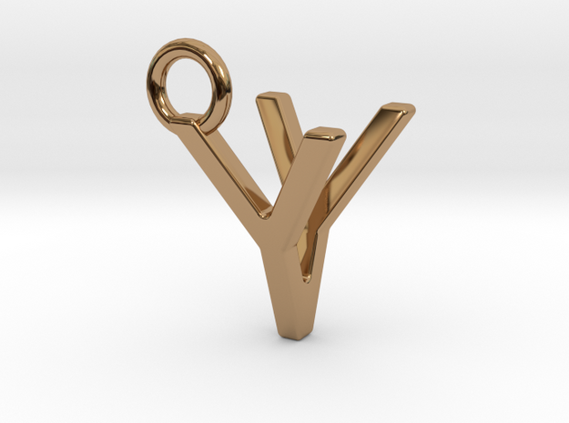 Two way letter pendant - VY YV in Polished Brass