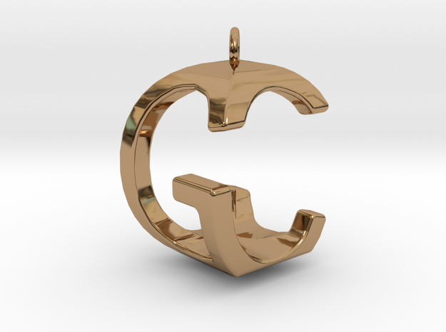 Two way letter pendant - CG GC in Polished Brass